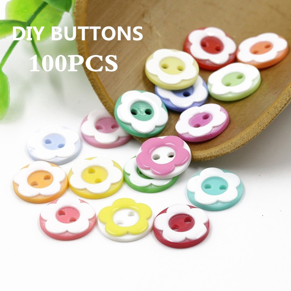 12.5MM Flower buttons Resin buttons Plastic buttons buttons for clothing  DIY scrapbooking Craft buttons Decorative buttons Buttons resin Sewing &  Knitting Supplies。